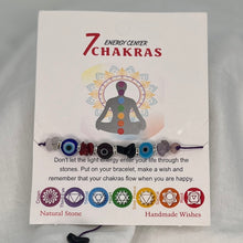 Load image into Gallery viewer, 7 Chakras with Evil Eye Beads Bracelet Set – Card Included
