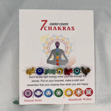 Load image into Gallery viewer, 7 Chakras with Evil Eye Beads Bracelet Set – Card Included
