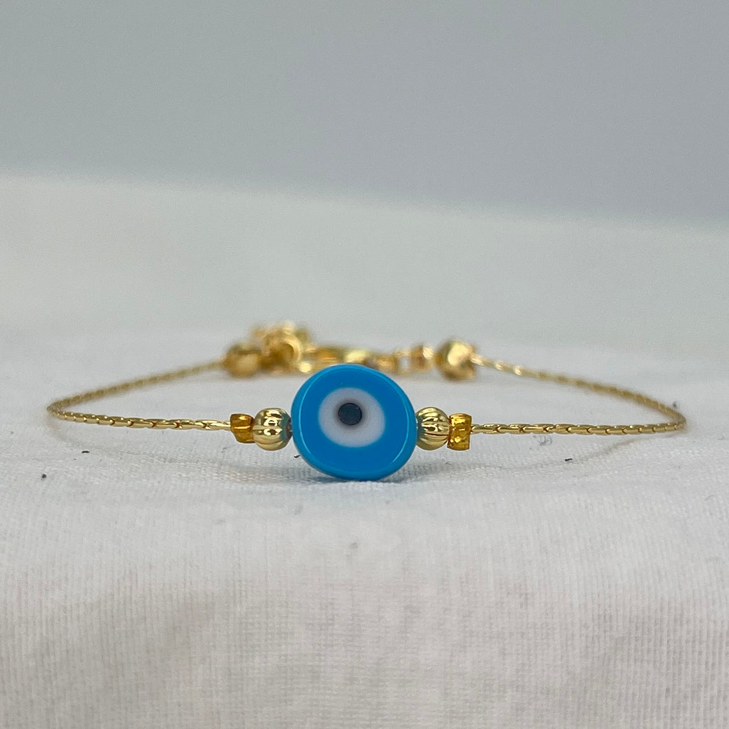 Gold Plated Chain Blue Stone Evil Eye Bracelet – Protection