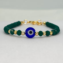 Load image into Gallery viewer, Evil Eye Crystal Beaded Bracelet, Charm - 6 Color Options 
