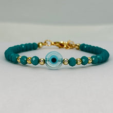 Load image into Gallery viewer, Evil Eye Crystal Beaded Bracelet, Charm - 6 Color Options 
