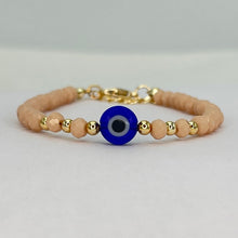 Load image into Gallery viewer, Evil Eye Crystal Beaded Bracelet, Charm - 6 Color Options 
