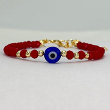 Load image into Gallery viewer, Evil Eye Crystal Beaded Bracelet, Charm - 6 Color Options 
