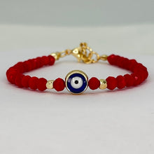 Load image into Gallery viewer, Crystal Beaded Evil Eye Bracelet, Charm - 9 Color Options 
