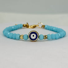 Load image into Gallery viewer, Crystal Beaded Evil Eye Bracelet, Charm - 9 Color Options 
