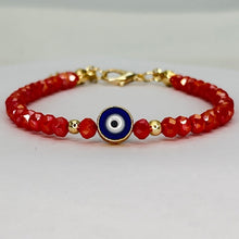 Load image into Gallery viewer, Crystal Beaded Evil Eye Bracelet, Charm - 9 Color Options 
