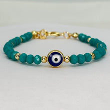 Load image into Gallery viewer, Crystal Beaded Evil Eye Bracelet, Charm - 9 Color Options 
