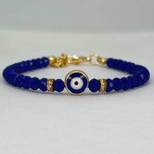 Load image into Gallery viewer, Crystal Beaded Evil Eye Bracelet, Charm - 9 Color Options 
