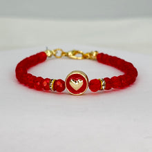 Load image into Gallery viewer, Crystal Beaded Bracelet with Heart Charm - 4 Color Options 
