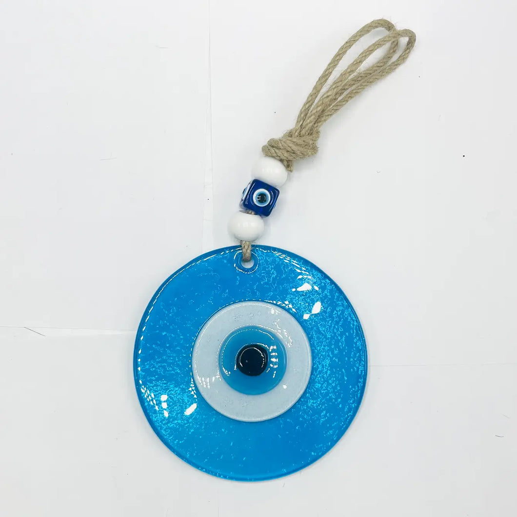 Round Colorful Glass Evil Eye Wall Decor, Stylish Protect