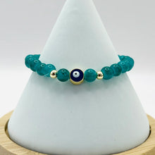 Load image into Gallery viewer, Stretchy Navy Evileye Beaded Bracelet 
