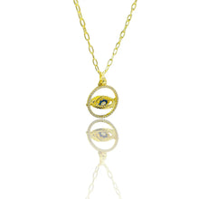 Load image into Gallery viewer, 925 Sterling Silver - Large Round Oval Evileye Necklace
