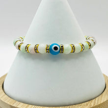 Load image into Gallery viewer, Stretchy Blue-White Evil Eye Beaded Bracelet
