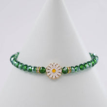 Load image into Gallery viewer, Crystal Beaded Bracelet with Daisy Charm - 7 Color Options
