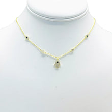 Load image into Gallery viewer, 925 Sterling Silver Hamsa Navy Stone Evileye Necklace
