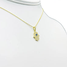 Load image into Gallery viewer, 925 Sterling Silver Navy Stone Hamsa Necklace
