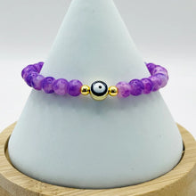 Load image into Gallery viewer, Stretchy Navy Evileye Beaded Bracelet 
