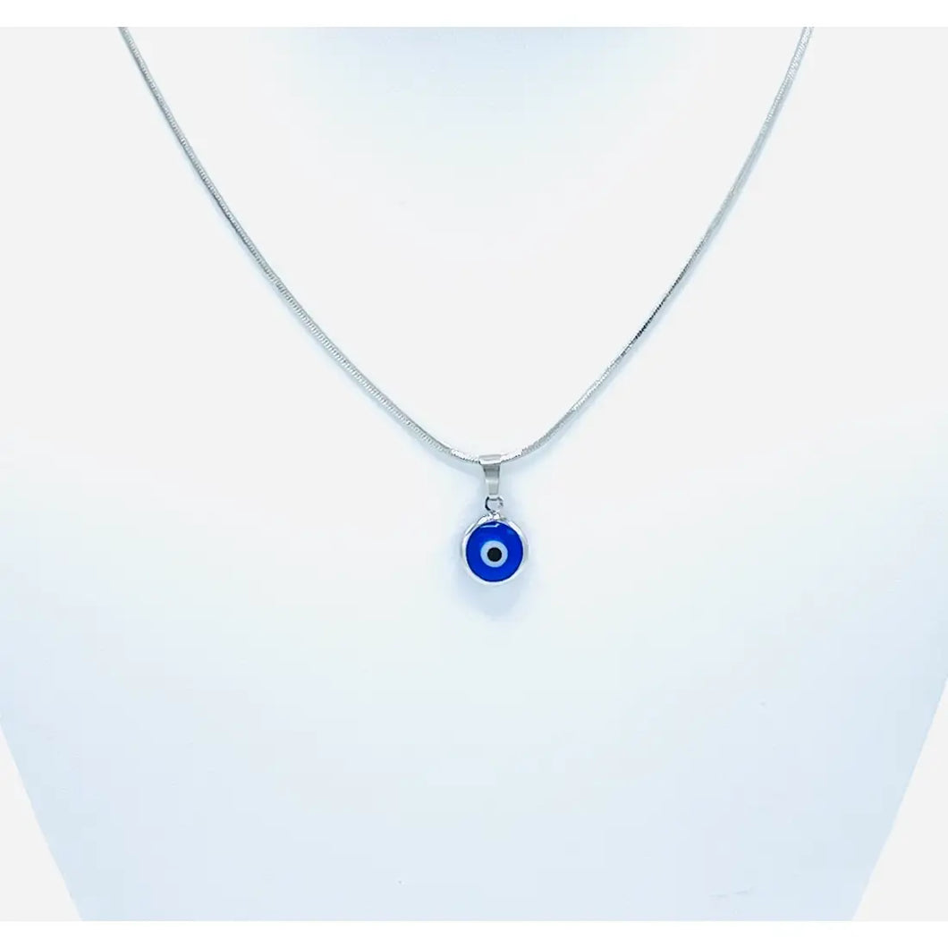 Silver Plated Evil Eye Necklace: Colorful Beads, Handmade