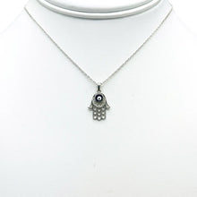 Load image into Gallery viewer, 925 Sterling Silver Gold Plated Hamsa Evil Eye Necklace
