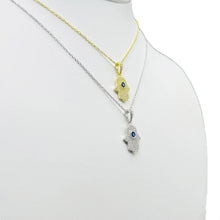 Load image into Gallery viewer, 925 Sterling Silver Navy Stone Hamsa Necklace
