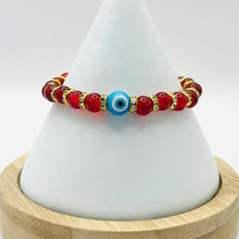 Load image into Gallery viewer, Stretchy Blue-White Evil Eye Beaded Bracelet
