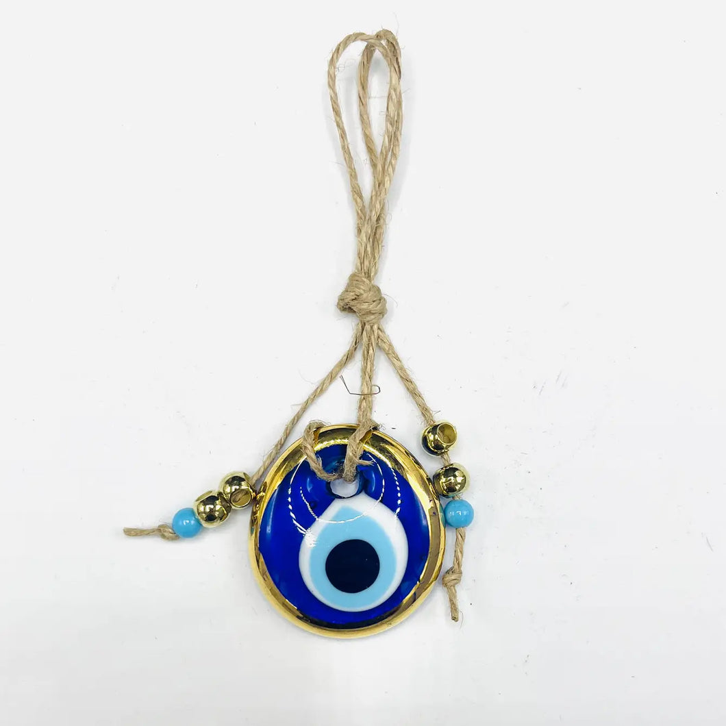 Small Gold Border Design Evil Eye Hanging: Handmade Protect