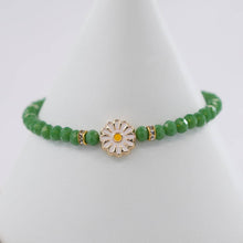 Load image into Gallery viewer, Crystal Beaded Bracelet with Daisy Charm - 7 Color Options
