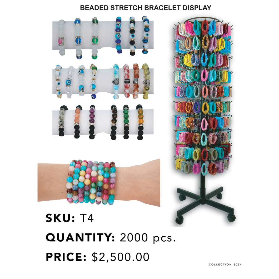 Beaded Stretch Bracelet Display, 2000 Piece Bracelet Display