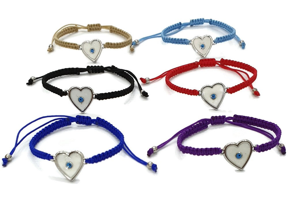 HEART EVIL EYE MACROME BRACELET