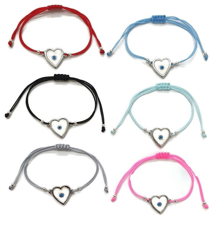 HEART EVIL EYE STRING BRACELET