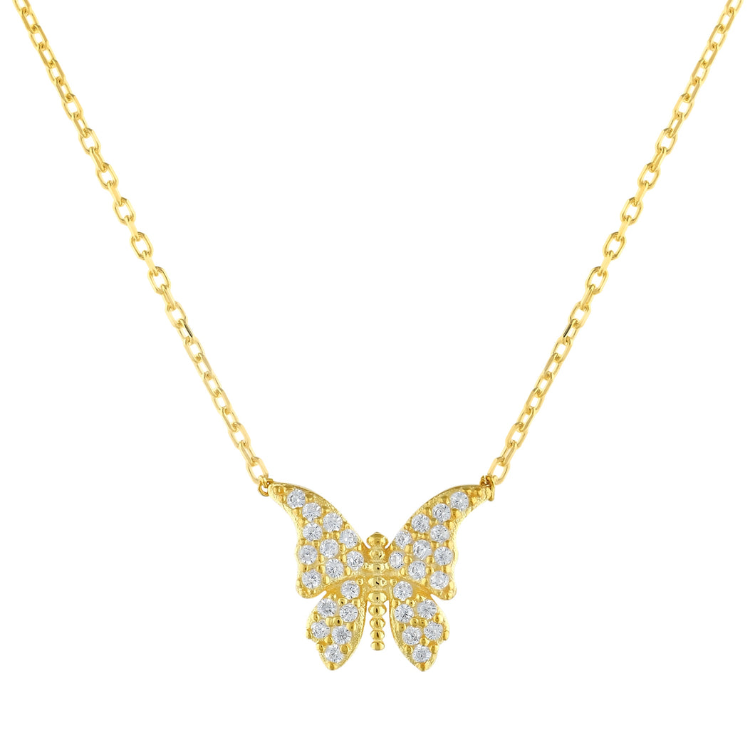 925 Sterling Silver Gold Plated Butterfly Necklace