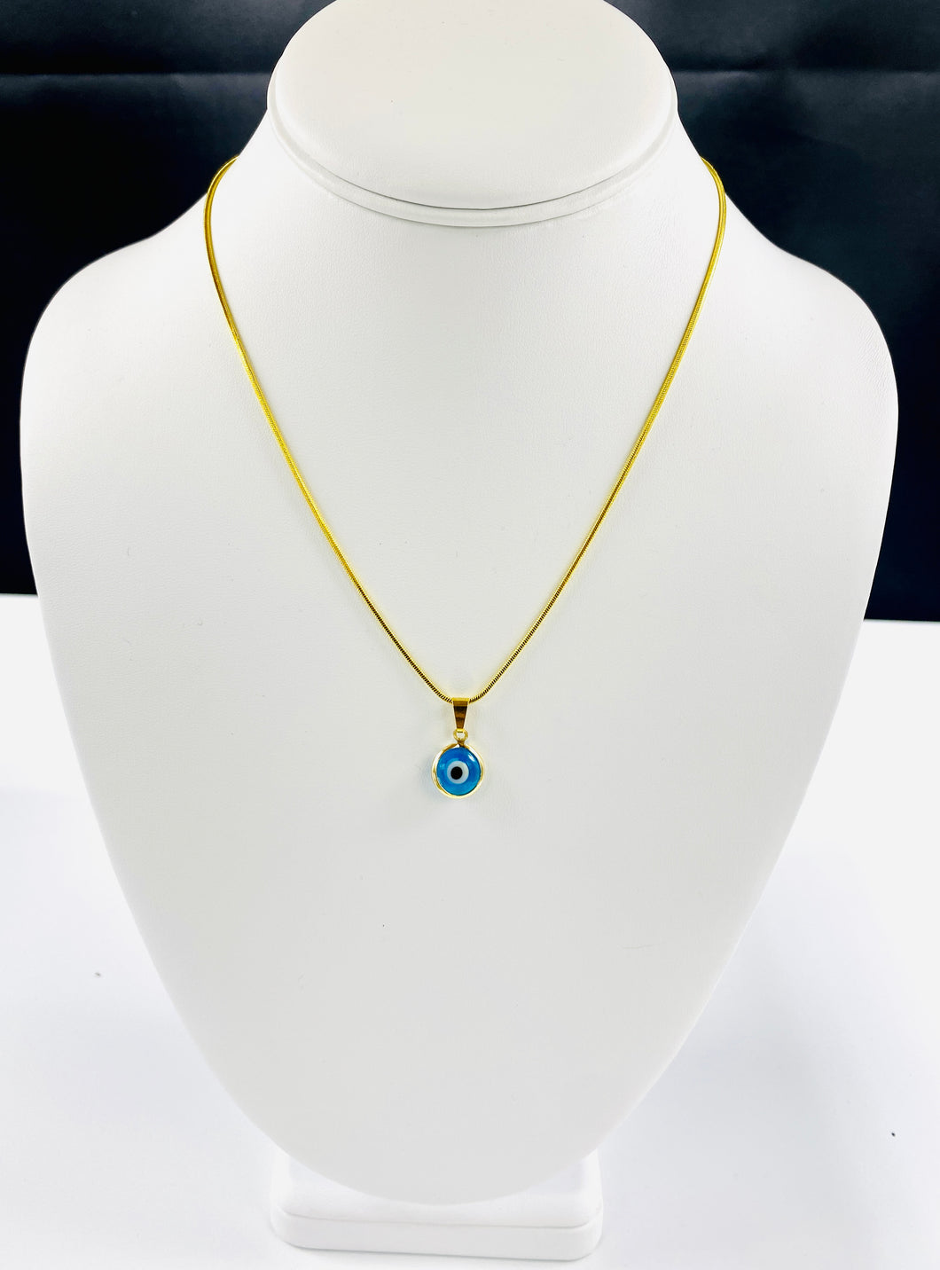 Blue Gold Plated Evil eye Round Necklace