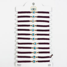 Load image into Gallery viewer, White Stone Copper Plated Evileye Rope Bracelet Set
