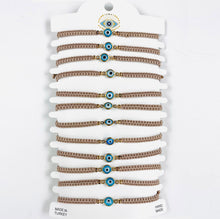 Load image into Gallery viewer, Blue Stone Copper Plated Evileye Rope Bracelet Set
