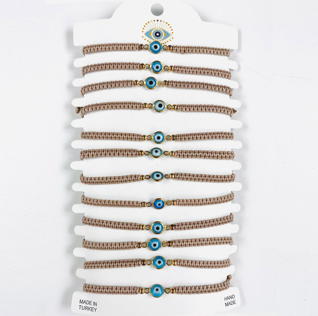 Blue Stone Copper Plated Evileye Rope Bracelet Set