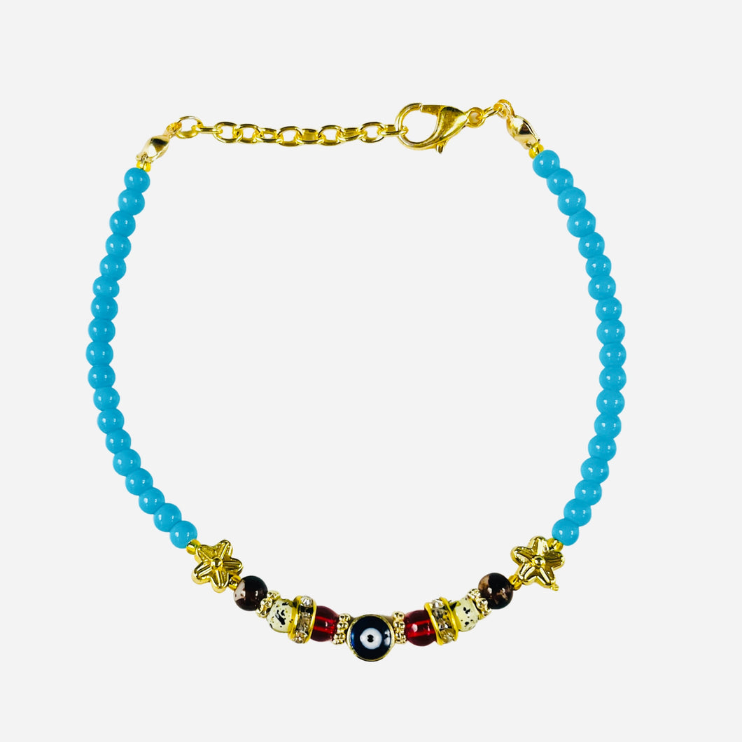 Lux Crystal Chain Evil Eye Beaded Bracelet