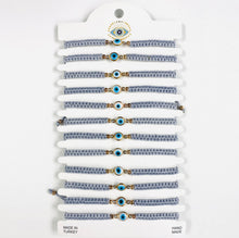 Load image into Gallery viewer, White Stone Copper Plated Evileye Rope Bracelet Set
