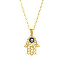 Load image into Gallery viewer, 925 Sterling Silver Gold Plated Hamsa Evil Eye Necklace
