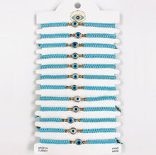 Load image into Gallery viewer, White Stone Copper Plated Evileye Rope Bracelet Set
