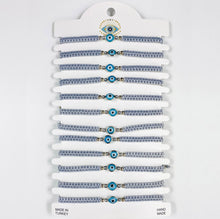 Load image into Gallery viewer, Blue Stone Silver Plated Evileye Rope Bracelet Set
