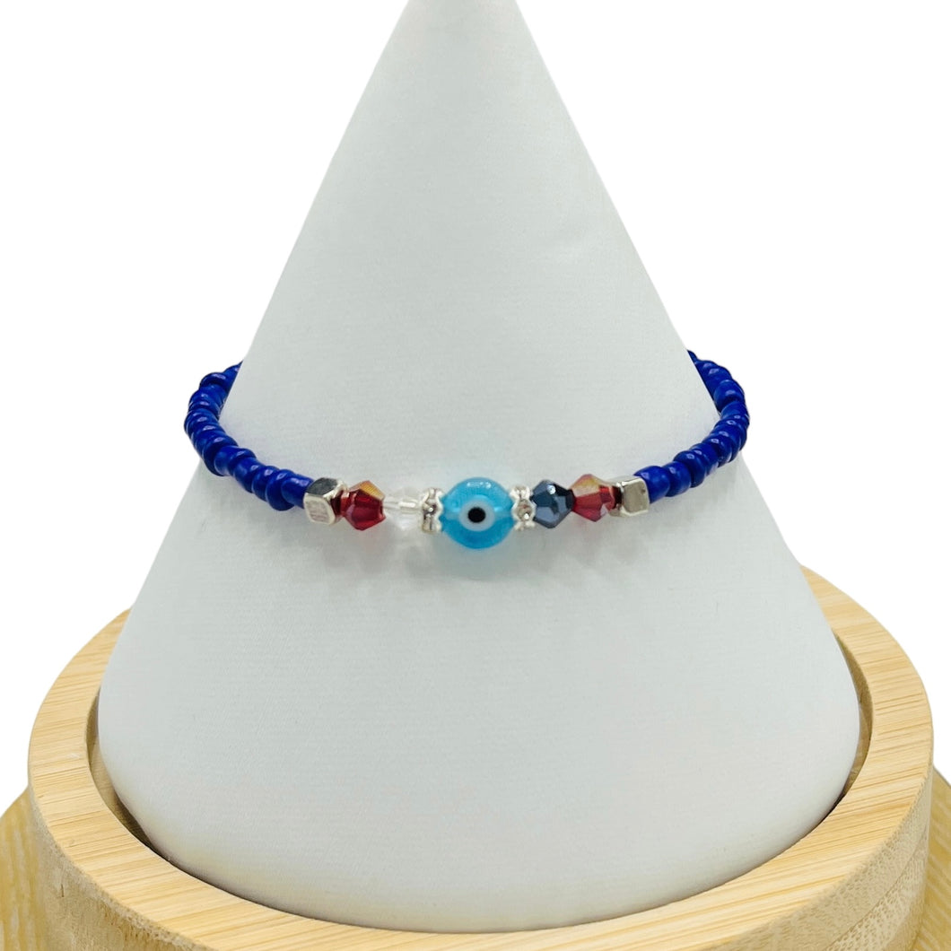 Crystal Chain Evil Eye Beaded Bracelet