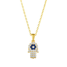 Load image into Gallery viewer, 925 Sterling Silver Double Side JZ S Hamsa Evil Eye Necklace
