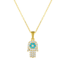 Load image into Gallery viewer, 925 Sterling Silver Double Side JZ S Hamsa Evil Eye Necklace
