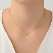 Load image into Gallery viewer, 925 Sterling Silver Gold Plated Navy Stone Hamsa Necklace
