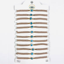 Load image into Gallery viewer, White Stone Copper Plated Evileye Rope Bracelet Set
