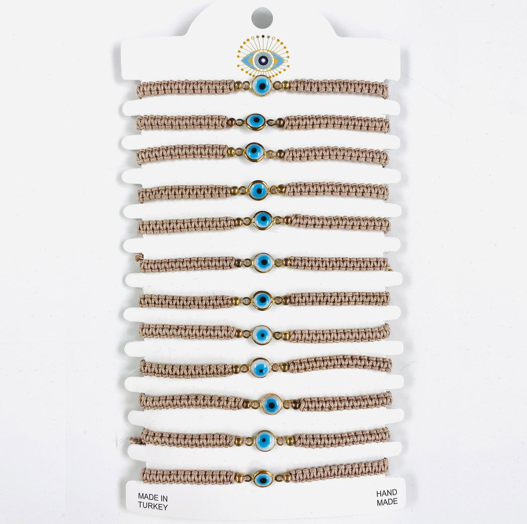 White Stone Copper Plated Evileye Rope Bracelet Set