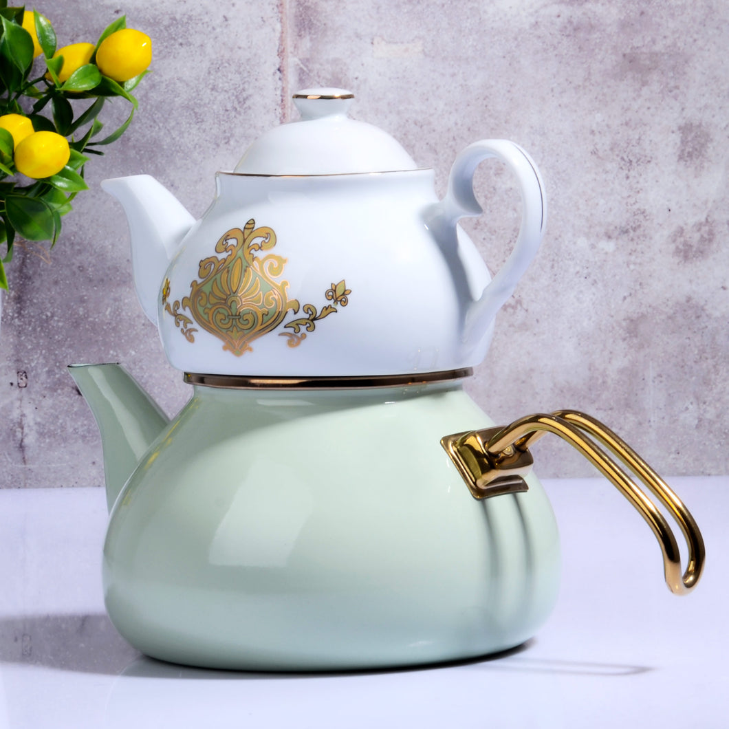 ENAMEL & PORCELAIN TEA POT – Pistachio